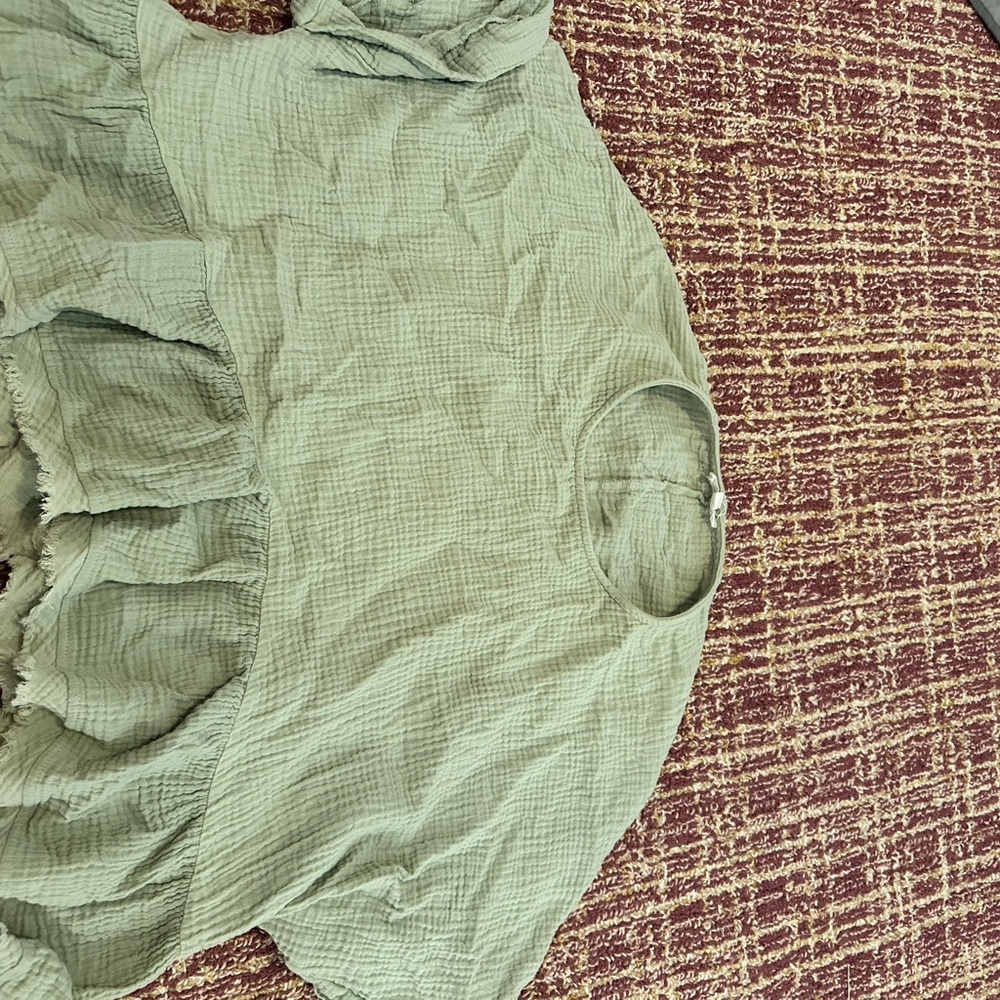 Green Ruffled Blouse